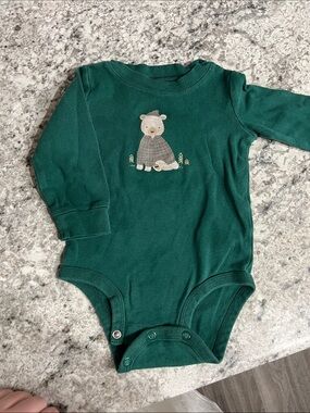 Carter's Forest Green Bear Long-Sleeve One-Piece Bodysuit